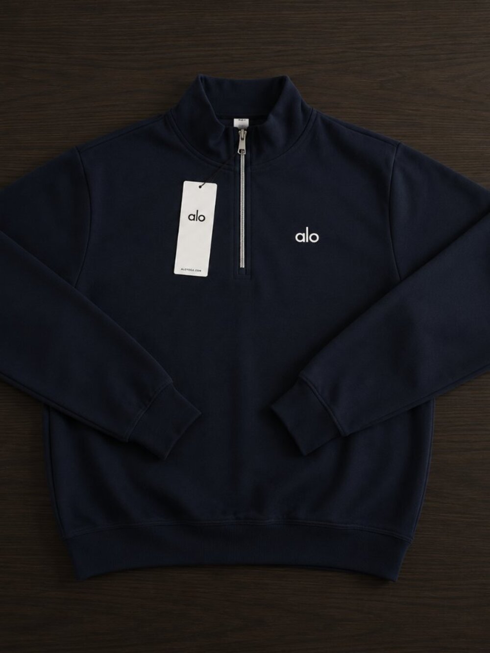 ALO Yoga Unisex Navy Quarter-Zip Hoodie and Jogger Set NWT - Picture 2 of 7